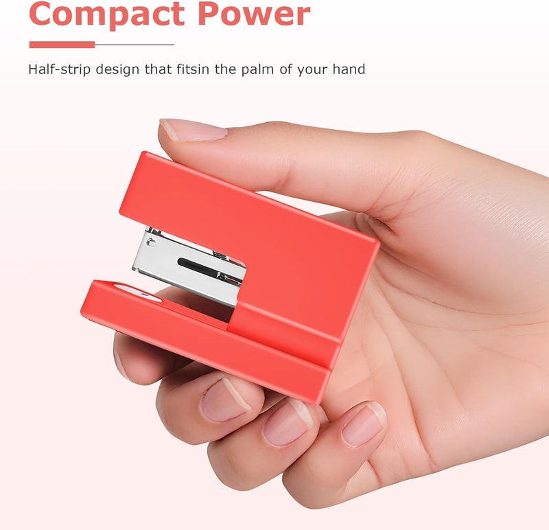 Yzkula Mini Stapler - Small Cute Desk Staplers - 25 Sheet Capacity with 830 Staples and Staple Remover, Desktop Stapler for Office, School, Home, Orange - Image 3